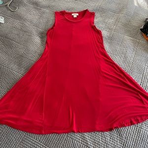 Red Jersey Knit Swing Dress